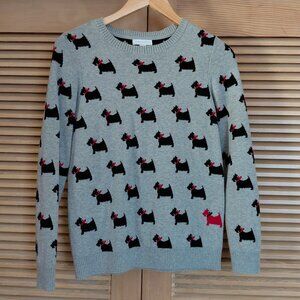 Vintage 90s Charter Club Knit Sweater Gray Black Red Scottie Dogs Size S